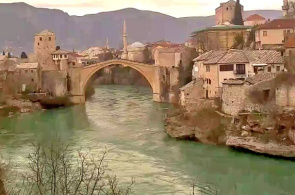 Alte Brücke über den Fluss Neretva. Mostar Webcam online