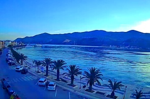 Damm an der Fährüberfahrt. Argostolion-Webcams