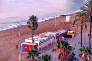 Strand von Saint Sebastian und Barceloneta. Panorama. Barcelona-Webcams online